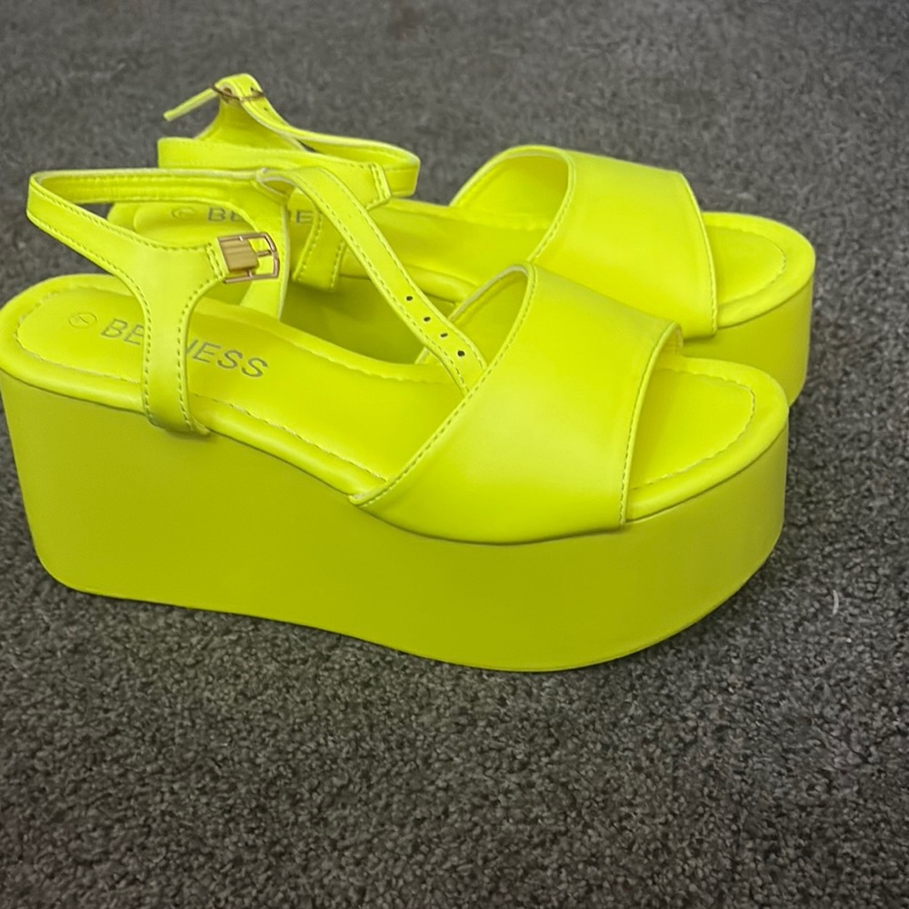 Neon Yellow Platform Sandals